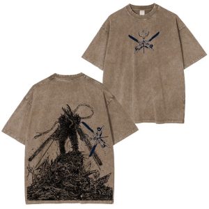 Coffee Acid Wash Drop T-Shirt – Front & Back Print